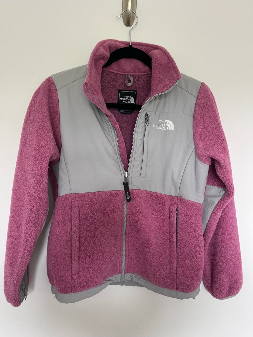The North Face Pink and Light Gray Denali-Style Fleece Jacket